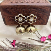 Vriksham Red Floral Kundan With Gold Dome & Pearl Detailing Jhumka -G20127